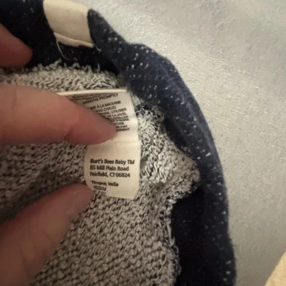 Burts Bees Baby Boys Navy Blue Organic Cotton Bee Graphic Hoodie 24 Months - Picture 4 of 5